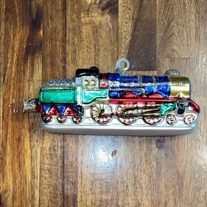 Vintage Old World Christmas Blown Glass Train Ornament